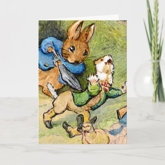 Easter Bunny Attack Holiday Card (Front)