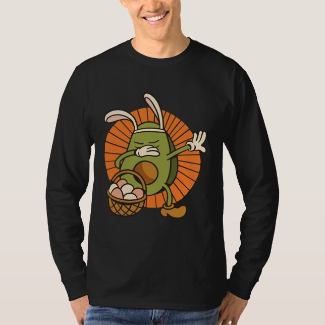 Easter Bunny Avocado with Rabbit Ears and Basket o T-Shirt (Front)