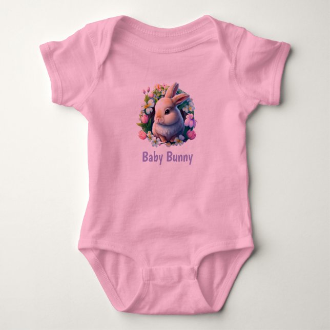 Easter Bunny Baby Bodysuit for Girls (Front)