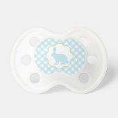 Easter bunny baby pacifier with blue gingham check (Front)