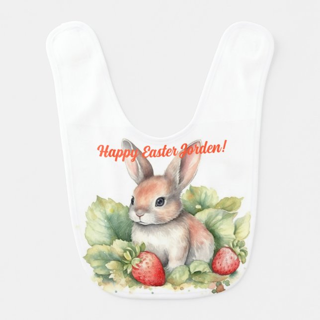 Easter Bunny Baby Rabbit Personalized Baby Bib (Front)