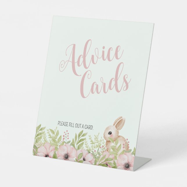 Easter Bunny Baby Shower Advice Card Sign (Front)