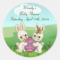 Easter Bunny Baby Shower Favor Stickers