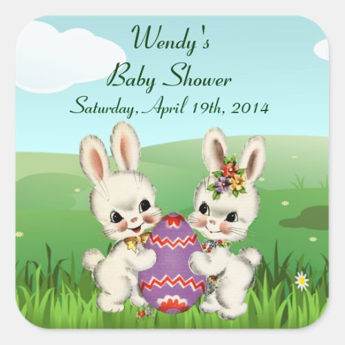 Easter Bunny Baby Shower Favor Stickers