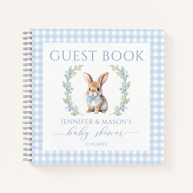 Easter bunny baby shower guest book gift notebook (Front)