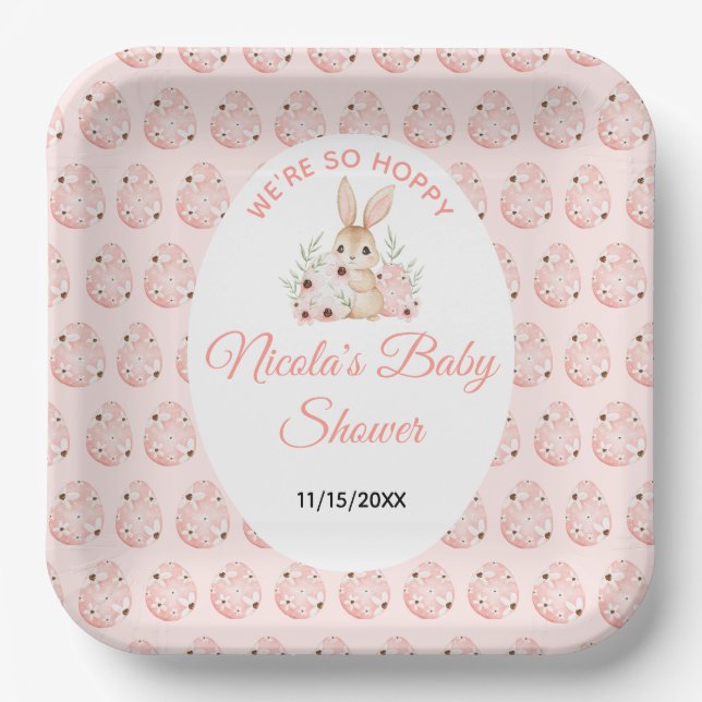 Easter Bunny Baby Shower Paper Plates (Front)
