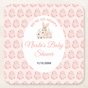 Easter Bunny Baby Shower Square Paper Coaster