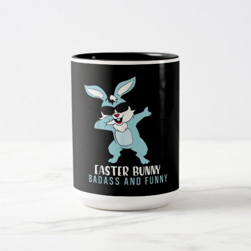 Easter Bunny Badass And Funny Dabbing Easter Two_Tone Coffee Mug