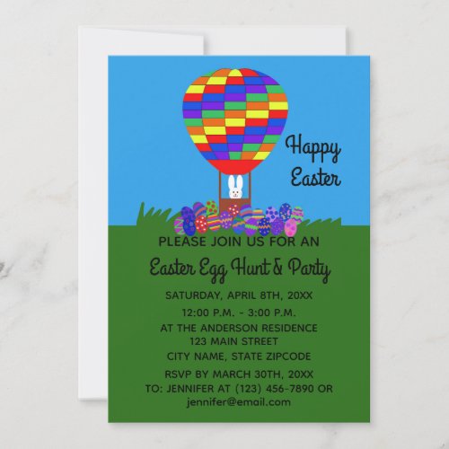 Easter Bunny Balloon 2 Invitation Card