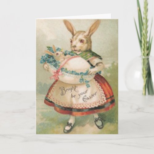 Easter Bunny Basket Baby Forget Me Not Holiday Card