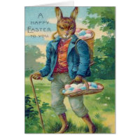 Easter Bunny Basket Colored Egg Card
