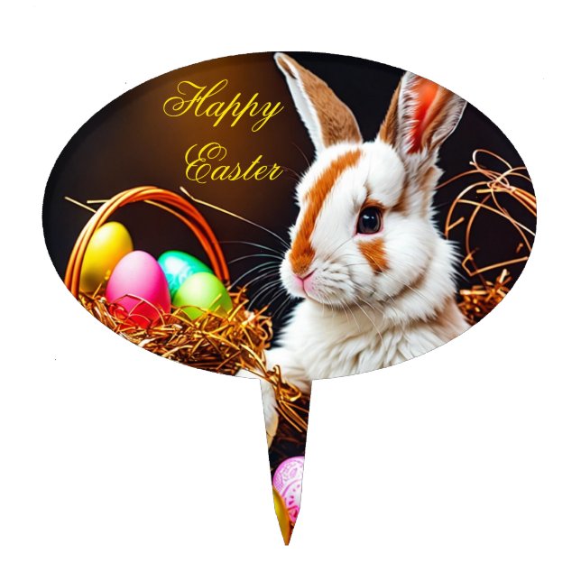 Easter Bunny Basket & Eggs   Cake Topper (Front)