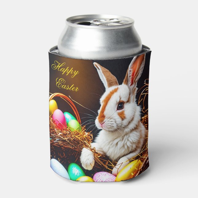 Easter Bunny Basket & Eggs Can Cooler (Can Front)