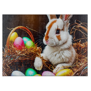 Easter Bunny Basket & Eggs Cutting Board