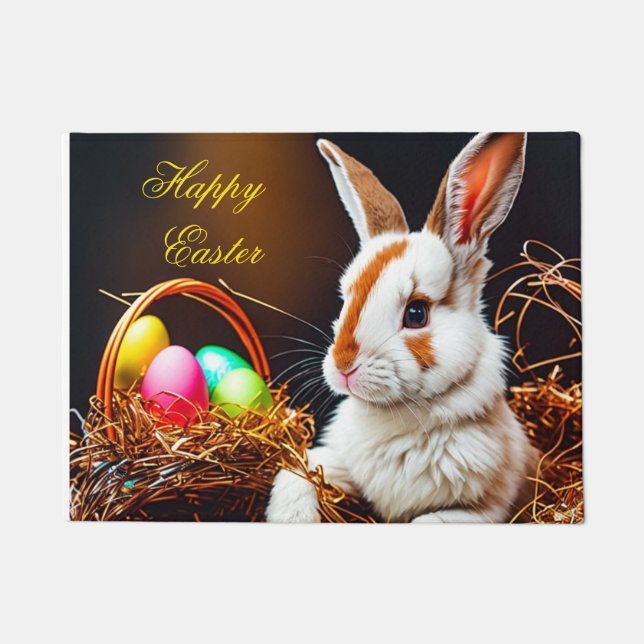 Easter Bunny Basket & Eggs  Doormat (Front)