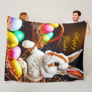 Easter Bunny Basket & Eggs Fleece Blanket
