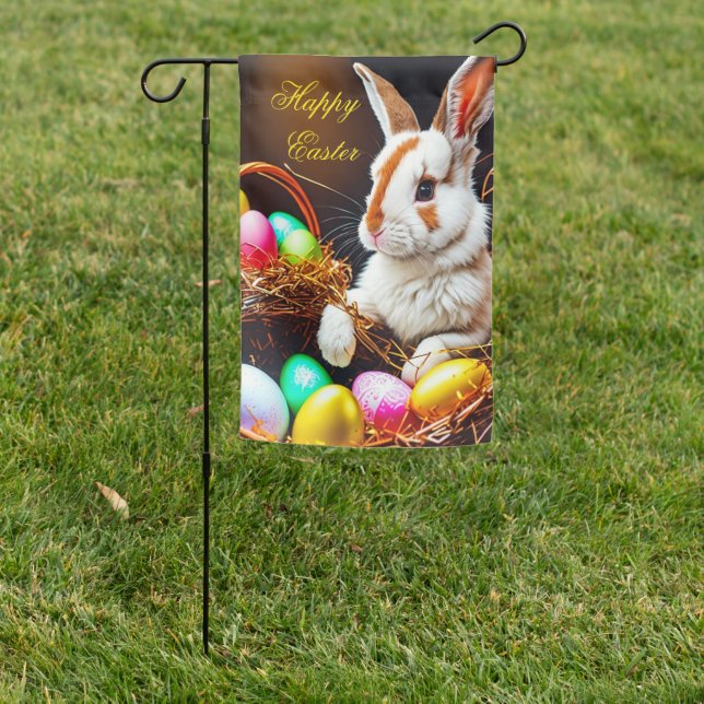 Easter Bunny Basket & Eggs  Garden Flag (In SItu)