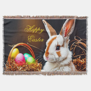 Easter Bunny Basket & Eggs   Throw Blanket