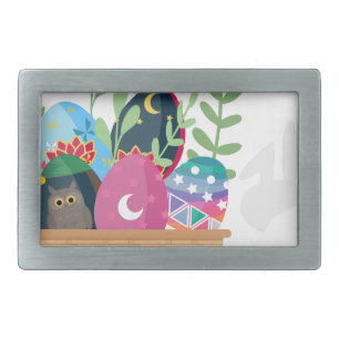 easter bunny basket rectangular belt buckle