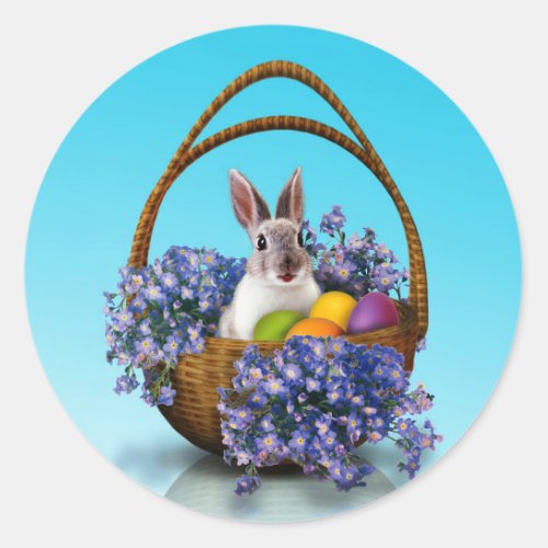 Easter Bunny Basket Round Stickers