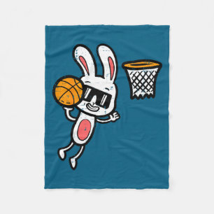 Easter bunny basketball dunk sports boys kids todd fleece blanket