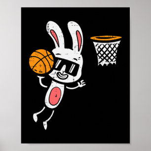 Easter Bunny Basketball Dunk Sports Boys Kids Todd Poster