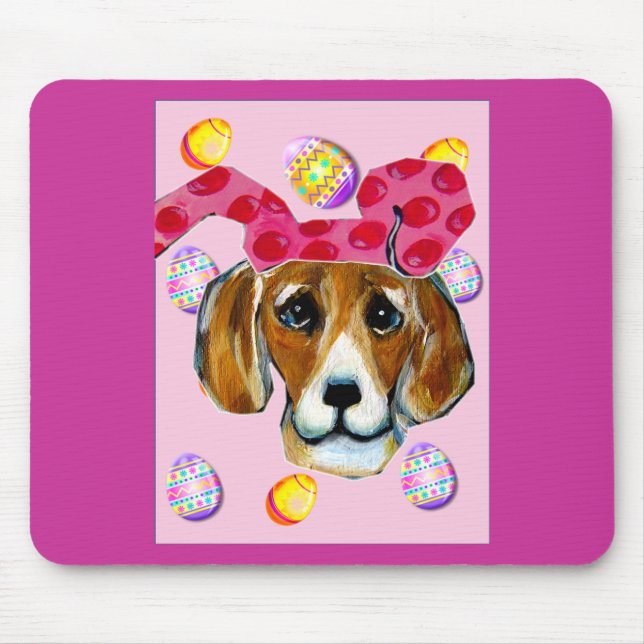 EASTER BUNNY BEAGLE MOUSE PAD (Front)