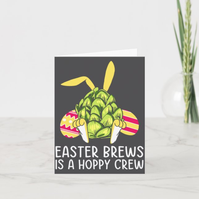 Easter Bunny Beer Drinking Rabbit Illustration Card (Front)
