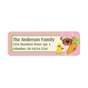 Easter Bunny Belinda Teddy Bear & Chick Address Label