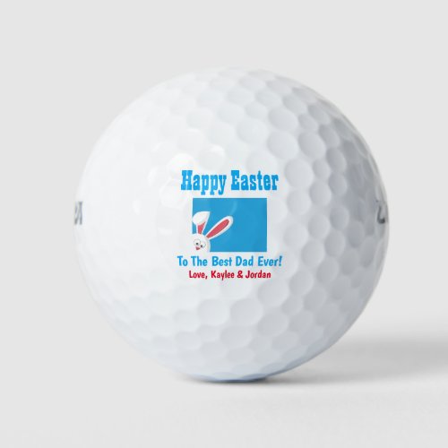 Easter Bunny Best Dad Ever Cute Blue Golf Balls
