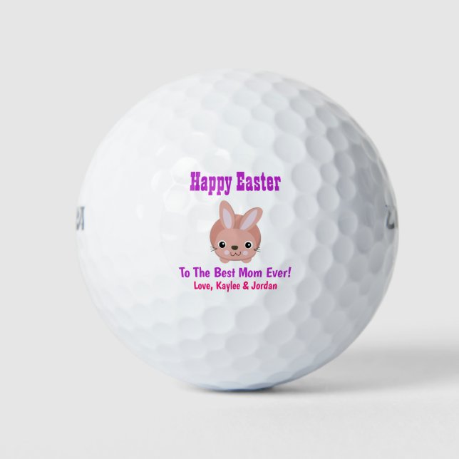 Easter Bunny Best Mom Ever Cute Pink Purple Golf Balls (Front)