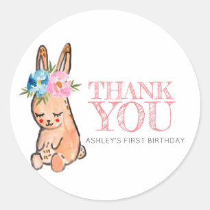 Easter bunny birthday thank you sticker