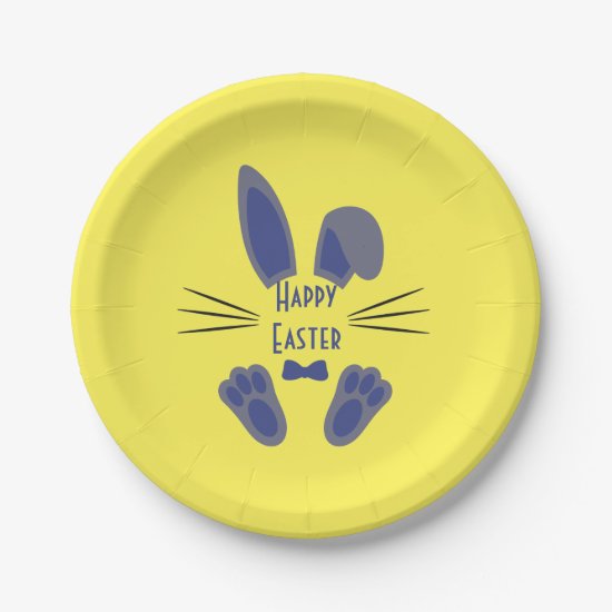 Easter Bunny Blue and Yellow Paper Plates