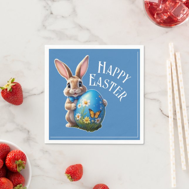 Easter Bunny blue bow -  Napkins (Insitu)
