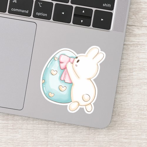 Easter Bunny Blue Egg Cute Vinyl Sticker