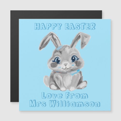 Easter Bunny Blue Preschool Boys Refrigerator Card