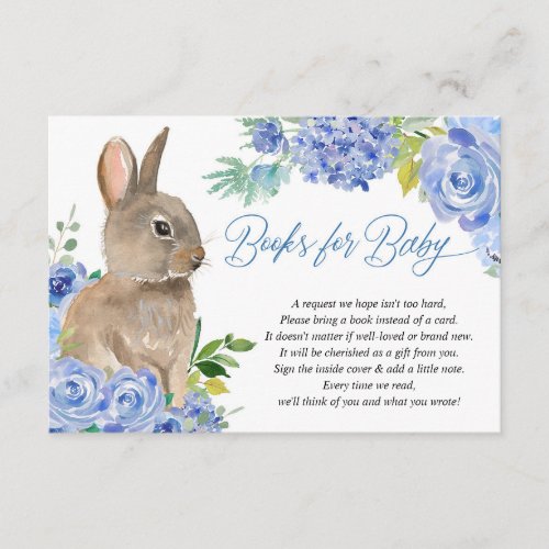 Easter bunny blue white floral books for baby encl enclosure card