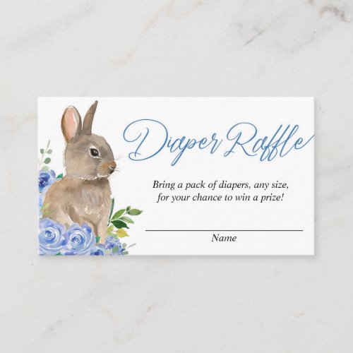 Easter bunny blue white floral diaper raffle cards
