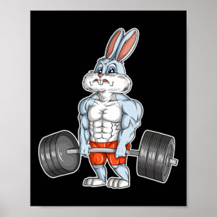Easter Bunny Bodybuilding Gym Fitness Workout T Sh Poster