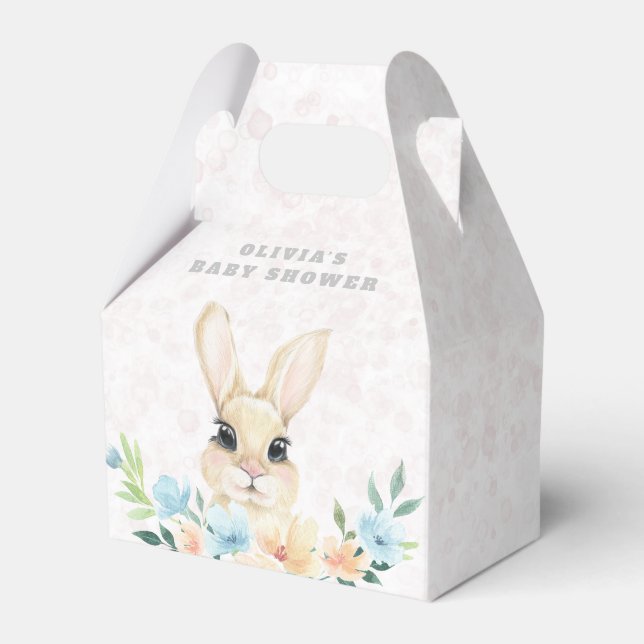 Easter Bunny Boho Rainbow Girl Baby Shower Favor Boxes (Front Side)