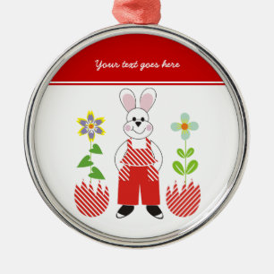 Easter bunny broken eggs flowers custom ornament