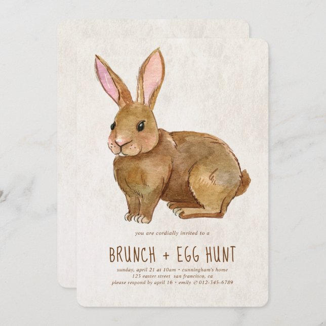 Easter Bunny | Brunch and Egg Hunt Invitation (Front/Back)