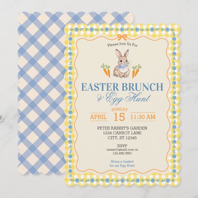 Easter Bunny Brunch Egg Hunt Celebration (yellow) Invitation (Front/Back)