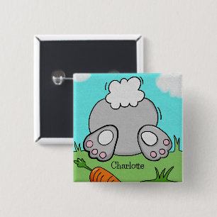 Easter Bunny Bum Cute Rabbit Personalized Button