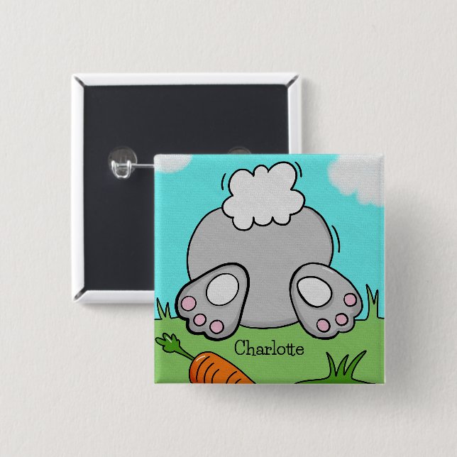 Easter Bunny Bum Cute Rabbit Personalized Button (Front & Back)