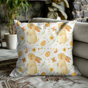 Easter Bunny & Butterflies Throw Pillow