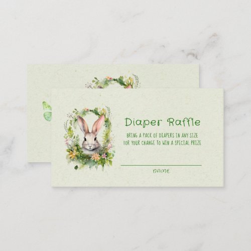 Easter Bunny Butterfly Wreath Diaper Raffle Business Card