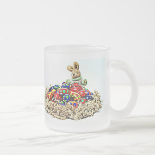 Easter Bunny Candy Nest Frosted Glass Coffee Mug