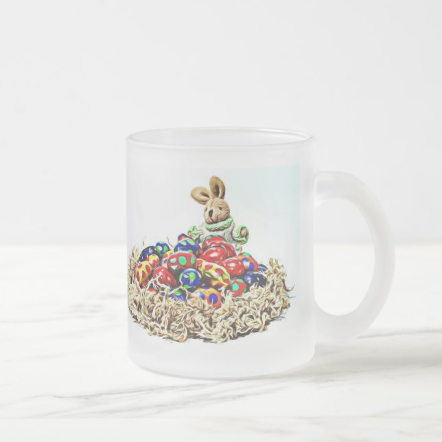 Easter Bunny Candy Nest Frosted Glass Coffee Mug (Right)