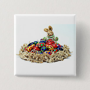 Easter Bunny Candy Nest Pinback Button
